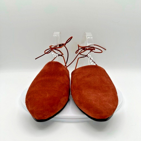 Closed Ankle Wrap Mules Womens Eur 38 Burnt Orange Suede Preppy City Sustainable - Picture 3 of 10